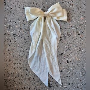 satin bow hair barrette clip for women Classic fabric Ivory Handmade